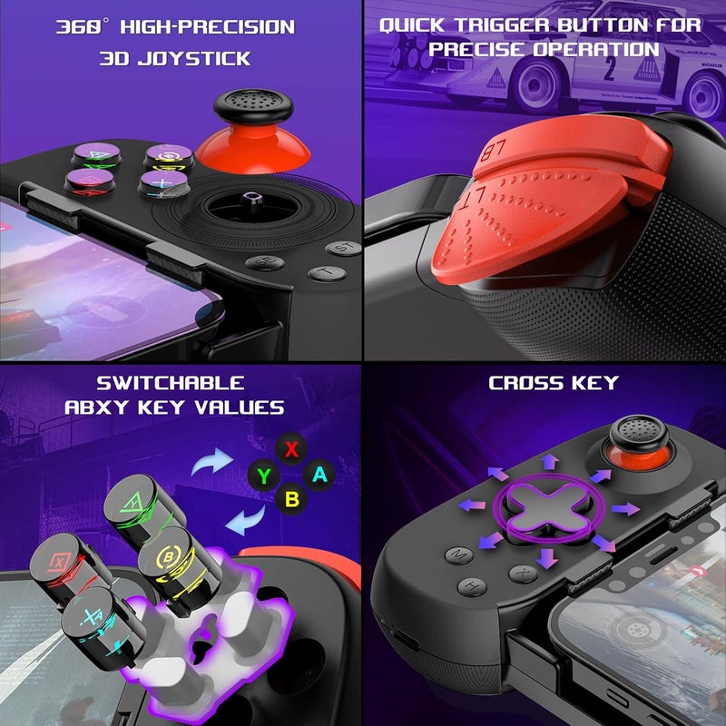 arVin Mobile Game Controller for iPhone 16/15/14/iPad/Galaxy S24/23/22/Android Phone/Tablet, Wireless Gamepad for Xbox Cloud Gaming/PS Remote Play/Call of Duty Warzone Mobile/Genshin/Roblox/Diablo - Image 2